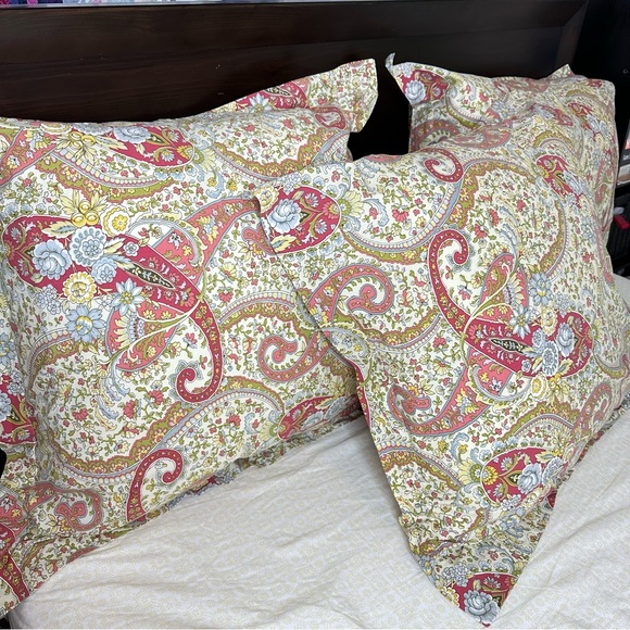 Pottery Barn Corey 3 Paisley Floral Cotton Euro Shams Retired - Picture 2 of 13